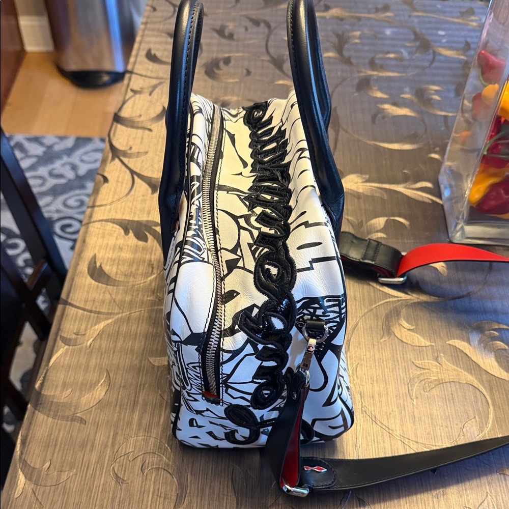 Christian Louboutin leather Black and White Graffiti Satchel - Picture 5 of 16
